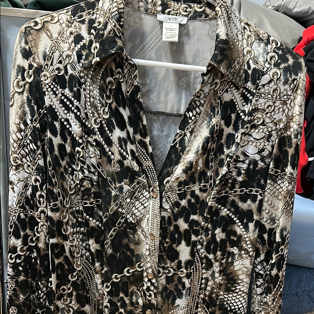 Cache Animal and Chain Pattern Blouse